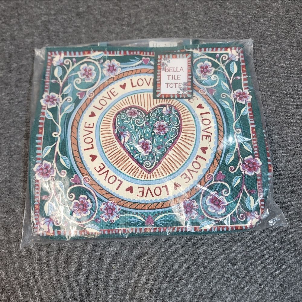 Brighton Bella Tile Tote Bag Love Heart Floral Print Canvas NWT $150.